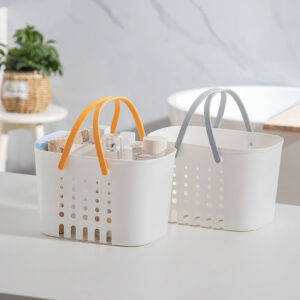 Portable Shower Caddy Tote Hollow Plastic Storage Basket with Handle Box Organizer Bin for Bathroom Pantry Kitchen VC